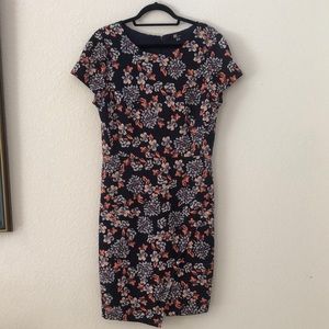 Kut from the Kloth Blue Floral Short Sleeve Asymetrical Dress Size 10